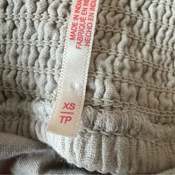 Free People XS Cross of Sunlight Dress Tan Oatmeal Mini Tiered Criss Cross Back - Picture 5 of 8